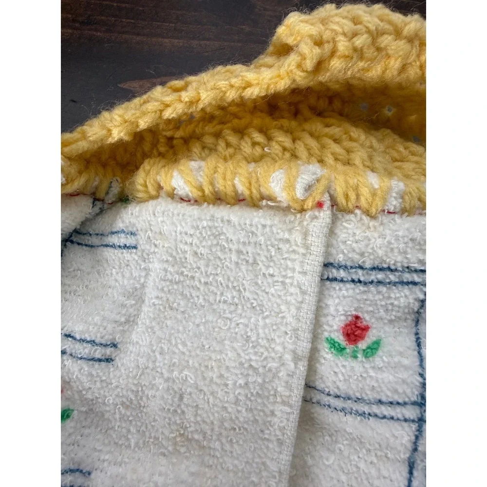 Vintage Musical Geese Hanging Kitchen Towels Set of 2 Crocheted Top Made in USA